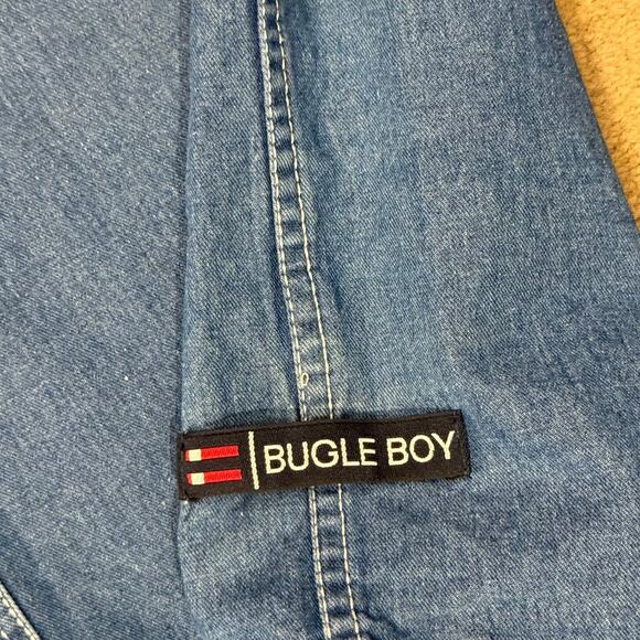 Vintage Bugle Boy Denim Striped Shirt Mens Large Long Sleeves 100% Cotton - Picture 7 of 7